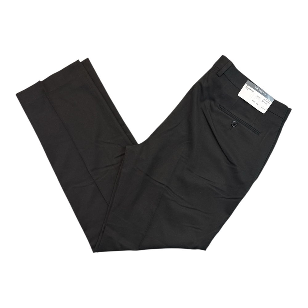 VAN HEUSEN Classic-Fit Talon Solid Black Suit Trouser Pants 37 x 32